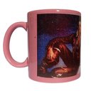 Ver imagem 1 de CANECA DE CERÂMICA RESINADA ROSA COM FAIXA BRANCA (CIGANOS)