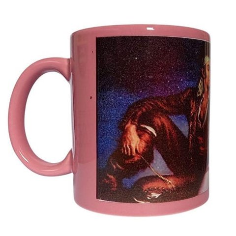 CANECA DE CERÂMICA RESINADA ROSA COM FAIXA BRANCA (CIGANOS)