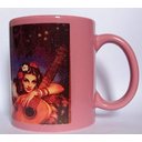 Ver imagem 3 de CANECA DE CERÂMICA RESINADA ROSA COM FAIXA BRANCA (CIGANOS)