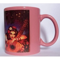 CANECA DE CERÂMICA RESINADA ROSA COM FAIXA BRANCA (CIGANOS) - 3
