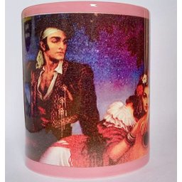 CANECA DE CERÂMICA RESINADA ROSA COM FAIXA BRANCA (CIGANOS) - 2