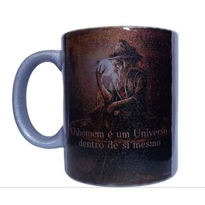 CANECA DE CERAMICA RESINADA PEROLADA LILÁS (SÁBIO)