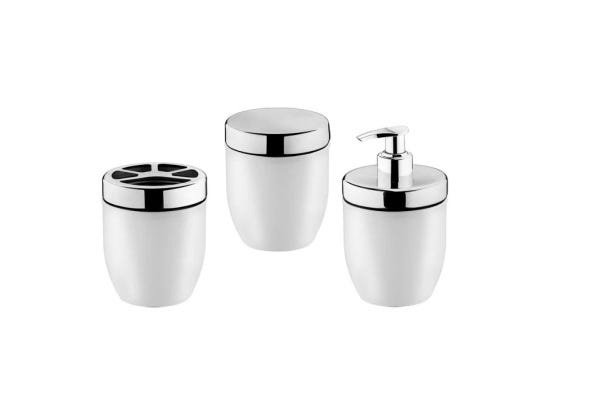 Conjunto 3 Peças Acessórios de Banheiro Branco Forma Inox