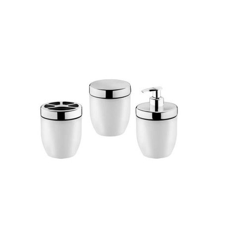 Conjunto 3 Peças Acessórios de Banheiro Branco Forma Inox
