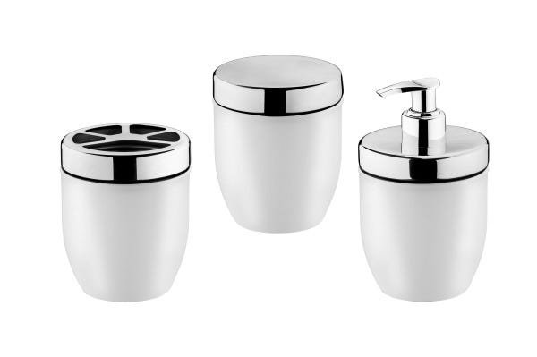 Conjunto 3 Peças Acessórios de Banheiro Branco Forma Inox - 2