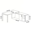 Ver imagem 6 de Mesa Escritório em L com Balcão e 2 Estantes Industrial Idea A03 Nogal Sevilha Preto - Lyam Decor