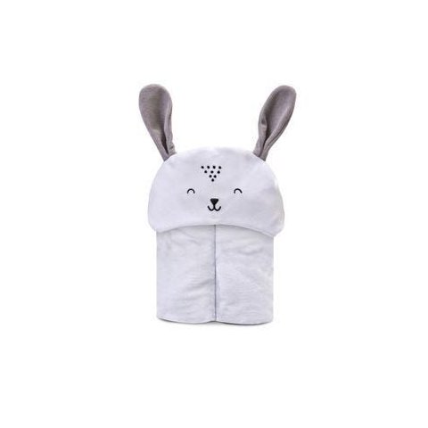 Toalha de Banho Forrada com Capuz Bordado Cinza