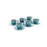 Kit com 6 Xícaras 80Ml e Pires Azul Turquesa Cozinha Crippa - 1