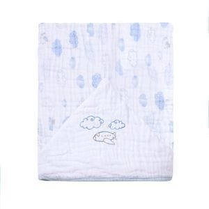 toalha de banho soft azul bordada no capuz
