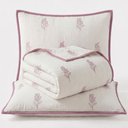 Ver imagem 1 de Kit Cobre Leito Charme Casal Percal 300 Fios Colcha Bordado Floral Localizado 3 Peças Lavanda