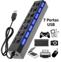Ver imagem 1 de Hub 7 Portas Usb 2.0 com Led Indicador e Entrada Para Fonte