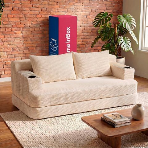 Sofá Cama Nami 1,50m Xpand Tech Tecido Velourê Bege Cama Inbox