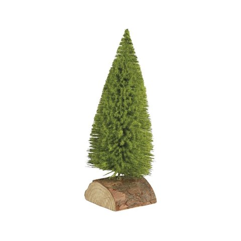 Mini Pinheiro de Mesa com Base em Tronco de Madeira Rústico 24cm Modelo Premium Realista