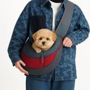 Ver imagem 5 de Bolsa Canguru Transporte Pet Cachorro Gato Modelo Tiracolo Comporta Celular Bolsos Laterais Uso Diar