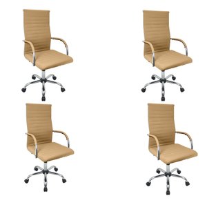 Kit 4 Cadeiras Eames Esteirinha Presidente Escritório Alta Bege