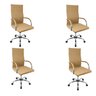 Kit 4 Cadeiras Eames Esteirinha Presidente Escritório Alta Bege - 1