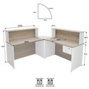 Ver imagem 5 de Balcão Atendimento de Canto C/ Gaveteiro Recepção 1200x600 Netmobil - Branco/dubai