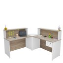 Ver imagem 3 de Balcão Atendimento de Canto C/ Gaveteiro Recepção 1200x600 Netmobil - Branco/dubai