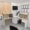 Ver imagem 2 de Balcão Atendimento de Canto C/ Gaveteiro Recepção 1200x600 Netmobil - Branco/dubai