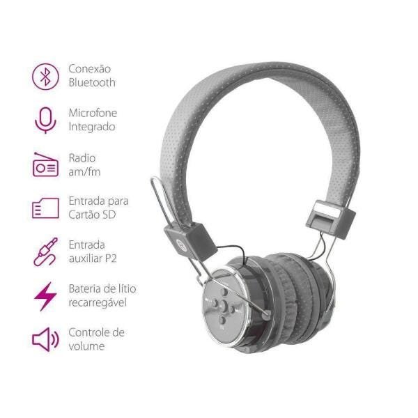 Fone de Ouvido Headphone Bluetooth Boas para Iphone - Cinza - 2
