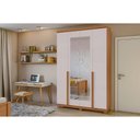 Ver imagem 1 de Guarda Roupa Solteiro 4 Portas e 2 Gavetas C- Espelho e Pés Alonzo Amendoa-off White Lopas
