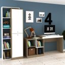 Ver imagem 1 de Conjunto Home Office com Escrivaninha Multifuncional e Armário 2 Portas Móveis