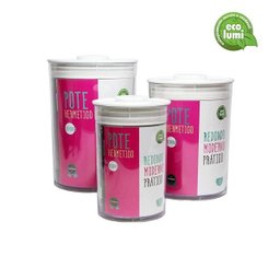 Jogo Potes Hermético Redondo Botão De Vedação 3 Peças 1 litro, 2 litros, 3 litros - 1