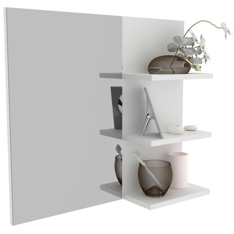 Espelheira para Banheiro 60 Cm 3 Prateleiras Romana Branco