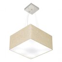 Ver imagem 3 de Lustre Pendente Quadrado Md-4041 Cúpula em Tecido 21/35x35cm Rustico Bege - Bivolt