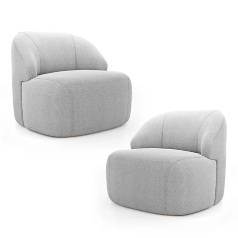 Kit 2 Poltronas Organica Decorativa Eloa Boucle Prata - Londrilar