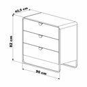 Ver imagem 3 de Cômoda 3 Gavetas 90cm com Puxadores Orgânicos e Pés em Metal Cor:hanover com Dourado