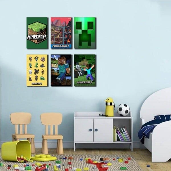 Kit Casa+árvore Minecraft 3d para Decoração