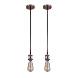 Kit 2 Pendente Soquete Vintage Retrô Edison Cobre + Tampa - 1