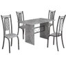 Conjunto de Mesa Teixeira Tampo e Pés de Granito Ocre com 4 Cadeiras Craqueadas - Preto - 1