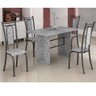 Conjunto de Mesa Teixeira Tampo e Pés de Granito Ocre com 4 Cadeiras Craqueadas - Preto - 2