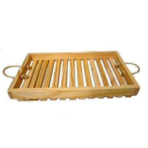 Bandeja de Madeira com Alça Acabamento, para Café da Manhã, Lanches, Decoração