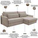 Ver imagem 4 de Sofá Cama Retrátil 4 Lugares para Sala 270cm Bérgamo F04 Linho Bege Claro Couríssimo Café - Lyam Dec