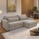 Ver imagem 3 de Sofá Cama Retrátil 4 Lugares para Sala 270cm Bérgamo F04 Linho Bege Claro Couríssimo Café - Lyam Dec