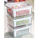 Ver imagem 6 de Kit 4 Organizadores De Geladeira Com Cestos Escorredores 2,2L Caixas Plásticas Para Legumes Clear Fr