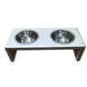 Comedouro Animal Cachorro gato Pet Mdf branco e bacia Inox - 2