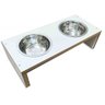Comedouro Animal Cachorro gato Pet Mdf branco e bacia Inox - 1