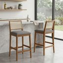 Ver imagem 6 de Kit 2 Banquetas Alta com Encosto Marcela Madeira Maciça Tauari Linho Grafite Natuem