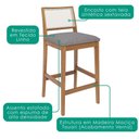 Ver imagem 4 de Kit 2 Banquetas Alta com Encosto Marcela Madeira Maciça Tauari Linho Grafite Natuem