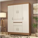 Ver imagem 3 de Conjunto de Guarda Roupa e Cômoda Casal Mabel 6 Portas de Bater 6 Gavetas MDP Amendola Off-White