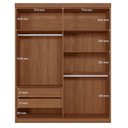 Ver imagem 3 de Guarda Roupa Casal Ripado Buriti 4 Portas de Bater com Espelho e Cômoda 6 Gavetas MDP-MDF Jatobá
