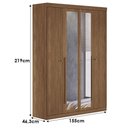 Ver imagem 6 de Guarda Roupa Casal Ripado Buriti 4 Portas de Bater com Espelho e Cômoda 6 Gavetas MDP-MDF Jatobá