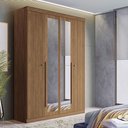 Ver imagem 4 de Guarda Roupa Casal Ripado Buriti 4 Portas de Bater com Espelho e Cômoda 6 Gavetas MDP-MDF Jatobá