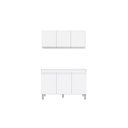 Ver imagem 1 de Balcão Gabinete Manu Cinza 120cm - com Tampo e Armário Aéreo Andreia 120cm - Ajl Móveis
