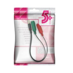 Cabo Adaptador P3 Macho x 2 P2 Fêmea para Fone Microfone Headset Preto - 5+ - 3