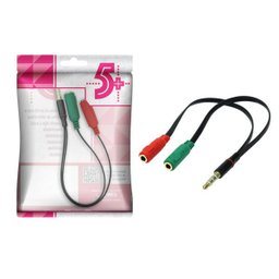 Cabo Adaptador P3 Macho x 2 P2 Fêmea para Fone Microfone Headset Preto - 5+ - 1